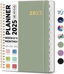 2025 Planner, Weekly and Monthly Calendar Planner Book, January 2025 - December 2025, HardCover Planner 2025 with Monthly Tabs, Notes Pages, Spiral Bound, Inner Pocket, A5 (6.4" x 8.5") - Green