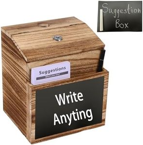 Apexleap Wooden Suggestion Box with Slot and 100 Suggestion Cards, Comment Card Box with Lock, Prayer Box, Ballot Box, Church Box, Donation Box, Cash Box, Wall Mounted or Freestanding, Brown, Rustic