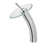 VIGO Single Handle Waterfall Bathroom Faucet with Clear Glass Disc, Chrome