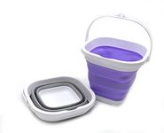 SAMMART Set of 2-2.6L Super Mini Sqare Collapsible Plastic Bucket - Foldable Square Tub - Portable Fishing Water Pail - Space Saving Outdoor Waterpot