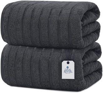 DAN RIVER Luxury Jumbo Bath Sheets 2 Piece – 550 GSM (35x70 Inches) 100% Cotton Highly Absorbent Speed Breaker Design Bath Towel Set – Super Soft Towels for Bathroom, Hotel, Spa Charcaol