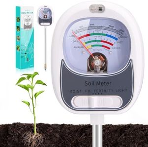 Aenncci 4-in-1 Soil Test Kit, Soil Moisture Meter for Fertility, Light, Moisture, PH, Soil pH Meter, Soil Tester, Moisture Meter for House Plants, Garden, Lawn, Farm, Indoor & Outdoor Use(Pure White)