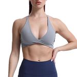 Aoxjox Women's Workout Sports Bras Fitness Backless Padded Sienna Low Impact Bra Yoga Crop Tank Top, Grey, Small