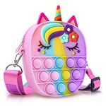 Unicorn Pop Bag it Fidget Bag,Silicone Push Bubble Bag Fashion Rainbow Pop Purse Bag for Girls with Adjustable Shoulder Straps(style d)