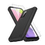 Asuwish Phone Case for Samsung Galaxy A03s US Version 5G 2022 with Tempered Glass Screen Protector Cover and Rugged Cell Accessories Protective Hybrid Ao3s A 03s SM-A037U SM A037U Women Men Black