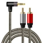 3.5mm to 2RCA Audio Cable 3M,Hanprmeee [Dual Shielded Gold-Plated] 3.5mm Male to 2RCA Male Stereo Audio Adapter Coaxial Cable Nylon Braided AUX RCA Y Cord for Smartphones,MP3,Tablets,HDTV.(3M/10FT)