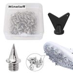 Mineloff 1/4" Track Spikes Replacement for Track Shoes,Steel Pyramid Spikes for Running,Hiking,High Jumping,Cross Country,with Storage Box and Wrench,100pcs