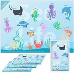 NiBaby Disposable Stick-On Placemats for Baby & Kids 50-Pack, Restaurant Table Mats, Self-Adhesive Place Mats Learning Alphabet Ocean Animal, Toddler Educational Placemats for Dining, 12 x 17.5 Inch