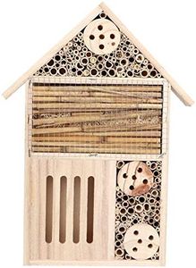Wooden Insect House,Natural Candlenut Wood Hanging Insect Hotels Bug Room Shelter Nesting Box For Ladybugs, Bee, Butterfly, Beetle Outdoor Garden Decorative (3 Types)(1#)