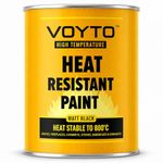 VOYTO 500ml Matt Black Heat Resistant Brush On Paint- Heat Resistant up to 800C Ideal For Stoves, Fireplaces, BBQ's, Firepits, Exhaust Pipes