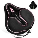 Memory Foam Bike Seat Cover Padded, Soft Bike Cushion for Men & Women, Comfortable Bike Accessories for Bike, Outdoor Indoor Cycling(Pink)