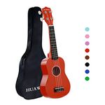 HUAWIND Kids Ukulele, 21 inch Soprano Ukulele For Beginners, Hawaii Kid Guitar Four String Wood Uke Children Ukulele with Gig Bag (Orange)