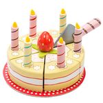 Le Toy Van - Childrens Wooden Honeybake Vanilla Birthday Cake Food Pretend Toy | Birthday Cake Or Afternoon Tea Role Play Toy, 7 x 14 x 14 cm