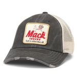 AMERICAN NEEDLE Mack Trucks Officially Licensed Orville Trucker Apparel Adjustable Baseball Hat,Stone/Black (23001A-MACKT-STBK), Orville (Stone/Black), One size