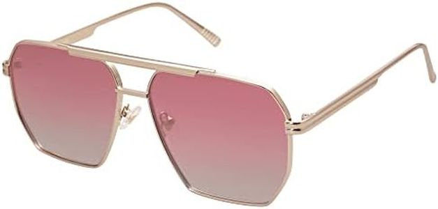 SOJOS Retro Oversized Square Polarized Sunglasses for Women Men Vintage Shades UV400 Classic Large Metal Sun Glasses SJ1161 with Gold Frame/Pink Grading Lens