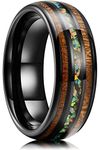 King Will NATURE 8mm Tungsten Ring for Men Black Wedding Band Wood Inlay High Polished