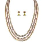 Sri Jagdamba Pearls Dealer 3 String Pink Pearl Set for Women | Necklace to Gift Women & Girls| AAA Certificate of Authenticity