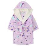 Metzuyan WS-AW22 Kids Girls Unicorn Dressing Robe Plush Fleece Bathrobe Lilac Gown Nightwear 11-12 Years