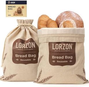 Lorzon Reusable Bread Bags for Homemade Sourdough, Large Linen Bread Bags with TPU Lining (2 Pack)