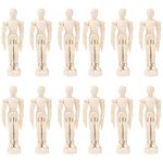 DOITOOL 12PCS Artists Wooden Manikin Jointed Mannequin, Drawing Figure Model 4.5 Inches Wooden Mannequin Artist Manikin with Stand for Drawing or Desktop Decor