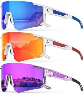QALLY Polarized Sports Sunglasses for Men, UV400 Protection Mens Sunglasses Wrap Around Sun Glasses for Cycling Running