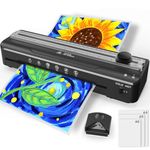 MAXDONE Laminator Machine A4 - Thermal Laminating Machine 4-in-1 Hot and Cold Laminator with Laminating Pouches Paper Trimmer and Corner Rounder No Bubbles Black