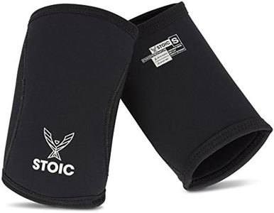 Elbow Sleeves for Powerlifting - 7mm + 5mm Thick Neoprene Sleeve for Bodybuilding, Weight Lifting Best for Squats, Cross Training, Strongman Professional Quality & Ultra Heavy Duty (Pair) by Stoic