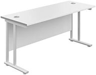 Office Hippo Heavy Duty Rectangular Cantilever Office Desk, Home Office Desk, Office Table, Integrated Cable Ports, PC Desk For Office or Home, 5 Yr Wty - White Frame/White Top, 120cm x 60cm