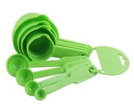 E-COSMOS Measuring Spoon and Cup Set, 8-Pieces (Plastic, Green, Pack of 1), Mix Size (EC-Spoon-Green)