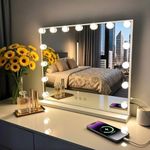 KOTTOVA Vanity Mirror with Lights,23" x 18.1" Large Hollywood Lighted Makeup Mirror with 15 LED,3 Colors Modes, with Detachable 10X Spot Mirror,Smart Touch Control,Plug in(Tabletop & Wall-Mounted)