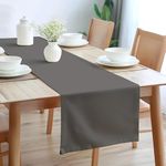 Encasa Table Runner Size 32x230 cm | Cotton Canvas Fabric | Grey Solid Color | Machine Washable & Durable