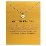 ZYAWP Message Card Compass Pendant Necklace Silver Friendship Sisters Sun Good Luck Crane Pendant Y Chain Necklace for Women and Girl Gift (Silver Compass new)