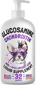 Liquid Glucosamine for Dogs Bacon Flavour Chondroitin, MSM & Hyaluronic Acid K9 Supplement Hip and Joint Formula Advanced Mobility Joint Pain Relief Senior Advanced Supplement for All Breeds 32 oz