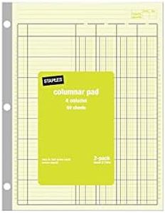 Staples 217844 Columnar Books 100 Pages Green 2/Pack (217844ABF)