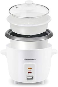 Elite Gourmet ERC-006NST Maxi-Matic Electric Rice Cooker with Non-Stick Inner Pot Makes Soups, Stews, Grains, Cereals, Keep Warm Feature, 6 Cups Cooked (3 Cups Uncooked), White