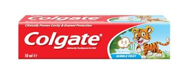 COLGATE Toothpaste Teeth Kids Bubble Fruit 2-5 Years, 50 ml