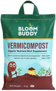 BLOOMBUDDY Organic Vermicompost – 5 kg | Plant Fertilizer & Compost for Plants | Natural Manure for Home Gardening | Vermi Compost for Plants, Indoor Pots & Home Garden Use