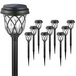 10 Pack Solar Lights Outdoor Decorative, Solar Pathway Lights Outdoor, Solar Powered Garden Yard Lights for Walkway Sidewalk Driveway (Black, Warm White)