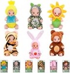 6 Pcs Mini Baby Dolls 3 Inch Realistic Lifelike Small Baby Dolls with Cute Animal Outfits Lifelike Tiny Baby Dolls for Toddlers Kids Toys Figures