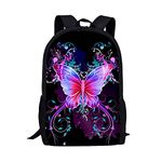 Showudesigns Butterfly Backpack School Bags for Girls Toddler Secondary School Travel Accessories Daypack Satchel Heavy Duty 17 inch