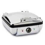 All-Clad Stainless Steel Waffle Maker 4 Section, Thick Belgium Waffle Makers, Upright Storage 1600 Watts, Nonstick, 6 Browning Levels, Dishwasher Safe, Silver