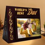 MyGiftyShop Customized Worlds Best Dad LED Photo Table Lamp | Best Anniversary Birthday Retirement Gift Fathers Day | For father dad Papa