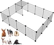 SEVVY - Mesh Pet Cage - 16 Pcs - Mesh Panels - DIY Small Animal Cage for Rabbits, Guinea Pigs, Puppies - Iron - Black