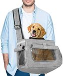 Tarovvoo Dog Carrier Slings- Dog Sling Carrier for Small Dogs Medium Dogs Large Cats, Up to 20lbs, Pet Carrier Sling with Breathable Windows, Hard Bottom, Hand-Free for Outdoor Travel (Grey)