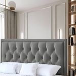 Plush Tufted Alton 26'' 30''36''Tall Headboard in Black Cream Grey Siver 3FT 4FT6 5FT for divan bed Fabric Buttons (Cream, 4ft6-26''Tall)