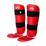 Ring Fight Karate Taekwondo Shin Pad Removable Instep Guards Martial Art Leg Protector Muay Thai Kick Kickboxing Sparring Gears Red (S/M)