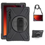 Gerutek for Samsung Galaxy Tab S9/S8/S7/S9 FE 11 Inch Tablet Case Shockproof, Heavy Duty Rugged Case with Pen Holder,360° Stand/Hand&Shoulder Strap Protective Case for Galaxy Tab S9FE/S9/S8/S7,Black