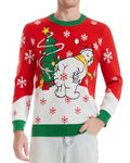 Runhit Ugly Christmas Jumpers for Men Ugly Christmas Sweater Men Funny Xmas Knitted Jumper Spoof Snowman XL