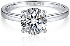 MomentWish Moissanite Rings, 2Carat Wedding Rings for Women, D Color VVS1 Moissanite Engagement Ring 925 Sterling Silver Solitaire Rings-Size5