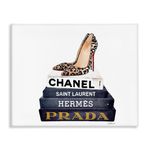 The Stupell Home Décor Collection Glam Fashion Book Set Leopard Pumps Heels Stretched Canvas Wall Art, 16" x 20"